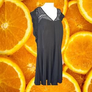 NWT City Chic Black Midi Dress with Crochet Top Size 2XL